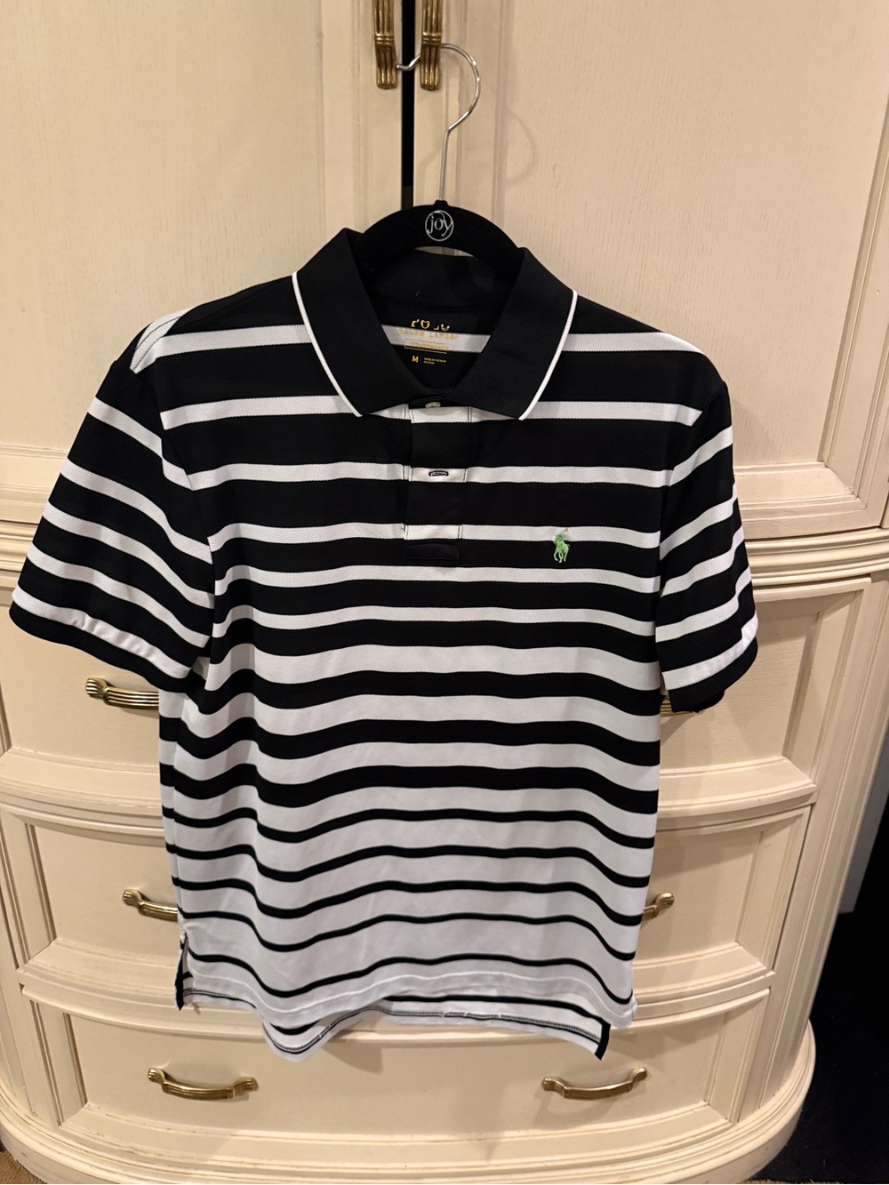 Polo-Style Black & White Striped Men’s Polo Shirt